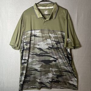 Puma Volition America Green‎ Camo Polo Shirt Men's Stretch Performance Golf XXL